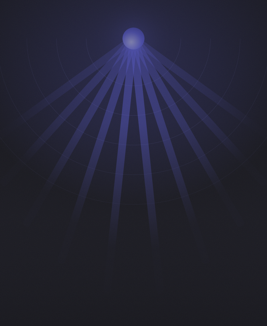 Layered signal bars fanning out from a single point