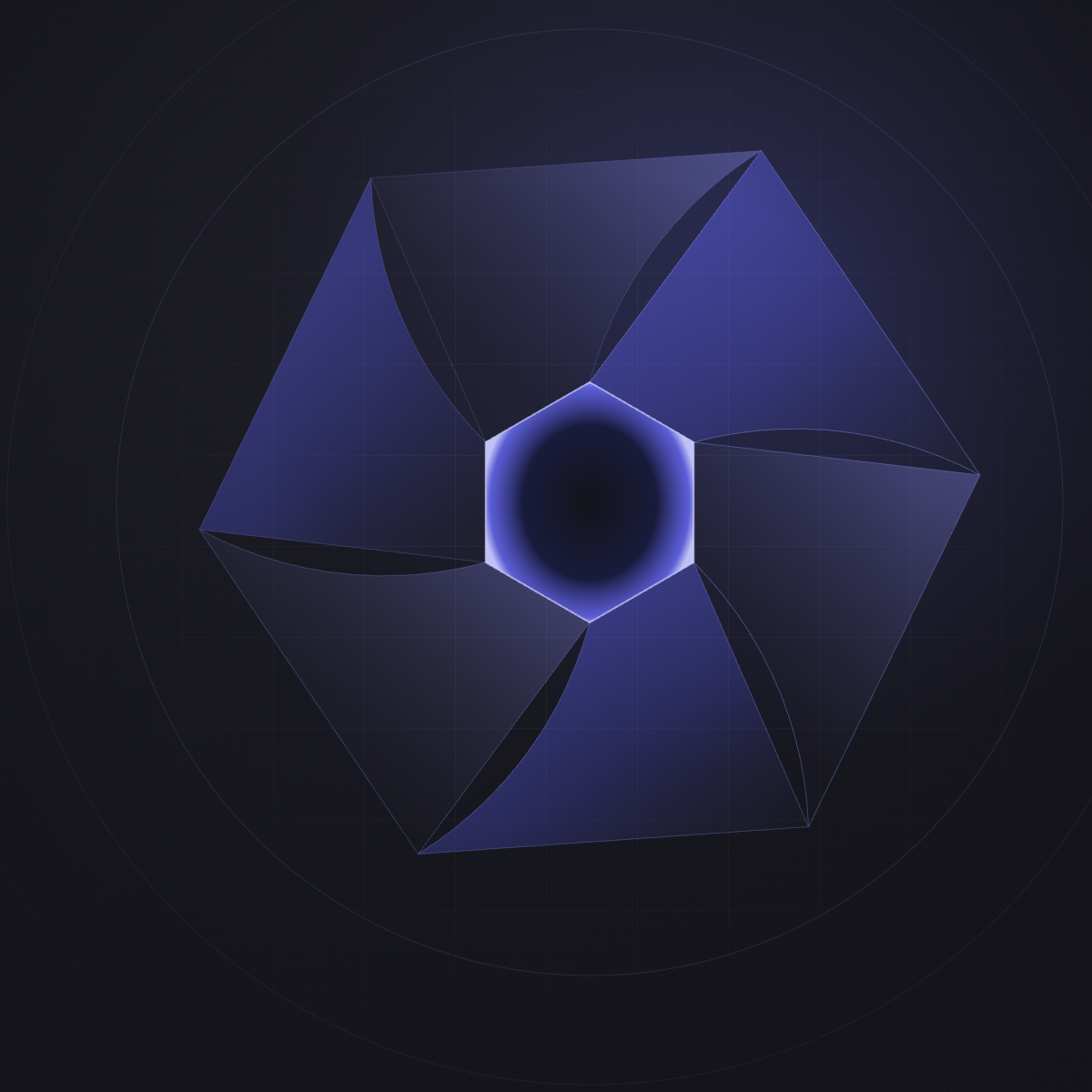 Concentric aperture rings rendered in indigo on a dark field